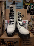 Dr Martens Made in England White 10 Hole Platform Boots in Size 5