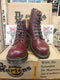 Dr Martens Made in England Cherry Haircell Steel Toe 7 Eyelet Boots Size 4 UK