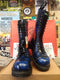 Gladiator Vintage 90's, Size UK9-11, Made in England, Steel Toe Boots, Blue Rub Off, 14 Hole Boots