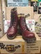Dr Martens Made in England Cherry Haircell Steel Toe 7 Eyelet Boots Size 4 UK