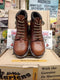Dr Martens Made in England 6 Eyelet Tan Analine Boots with Padded Collar Size 5