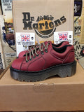 Dr Martens Made in England 4 Hole and 2 D Ring Shoes in Red with Platform Sole Size 4