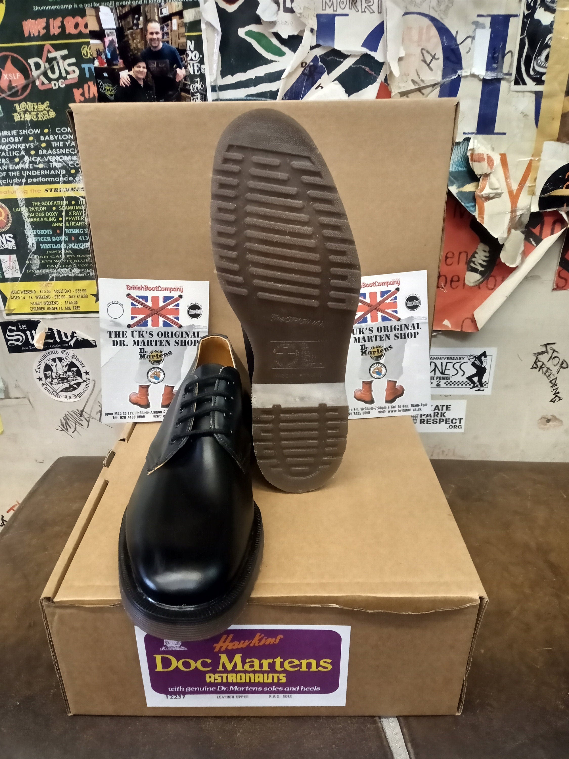 Hawkins Dr Martens 4 Eyelet Made in England Black Shoe