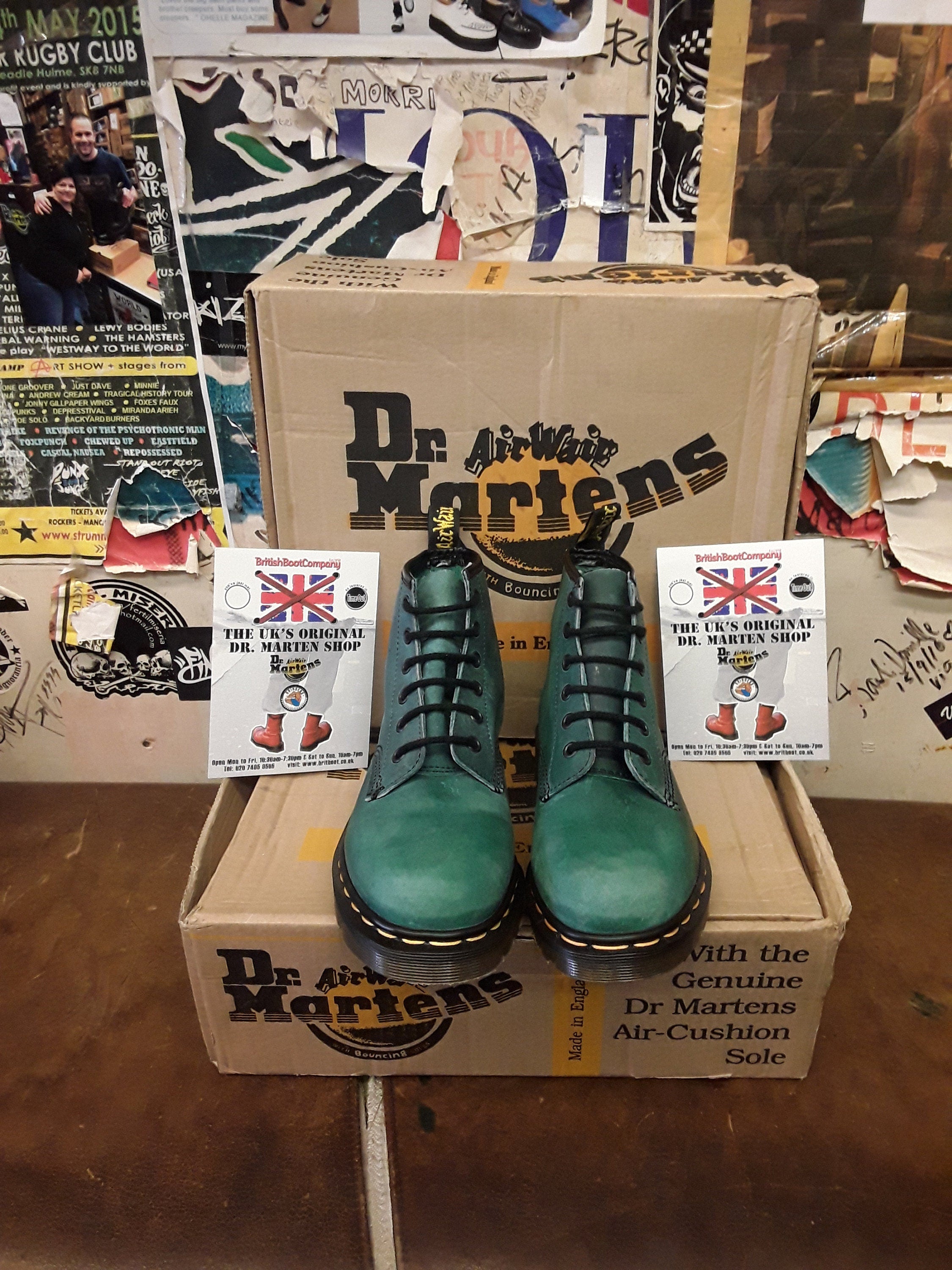 Dr Martens Boots 101 / Size UK4 / Made in England / Green 