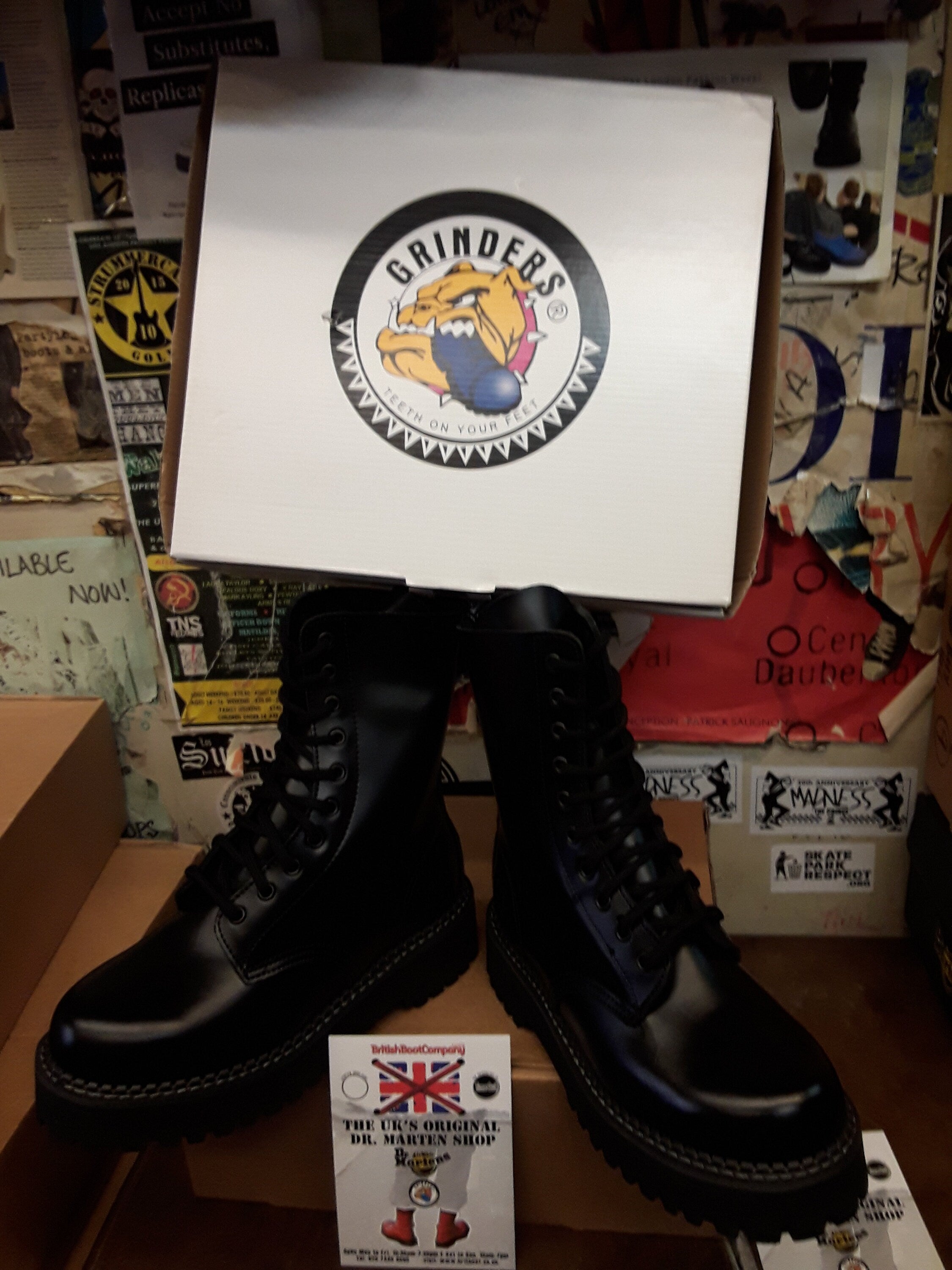 Grinders Taylor Black 10 Hole Platform Sole Various Sizes