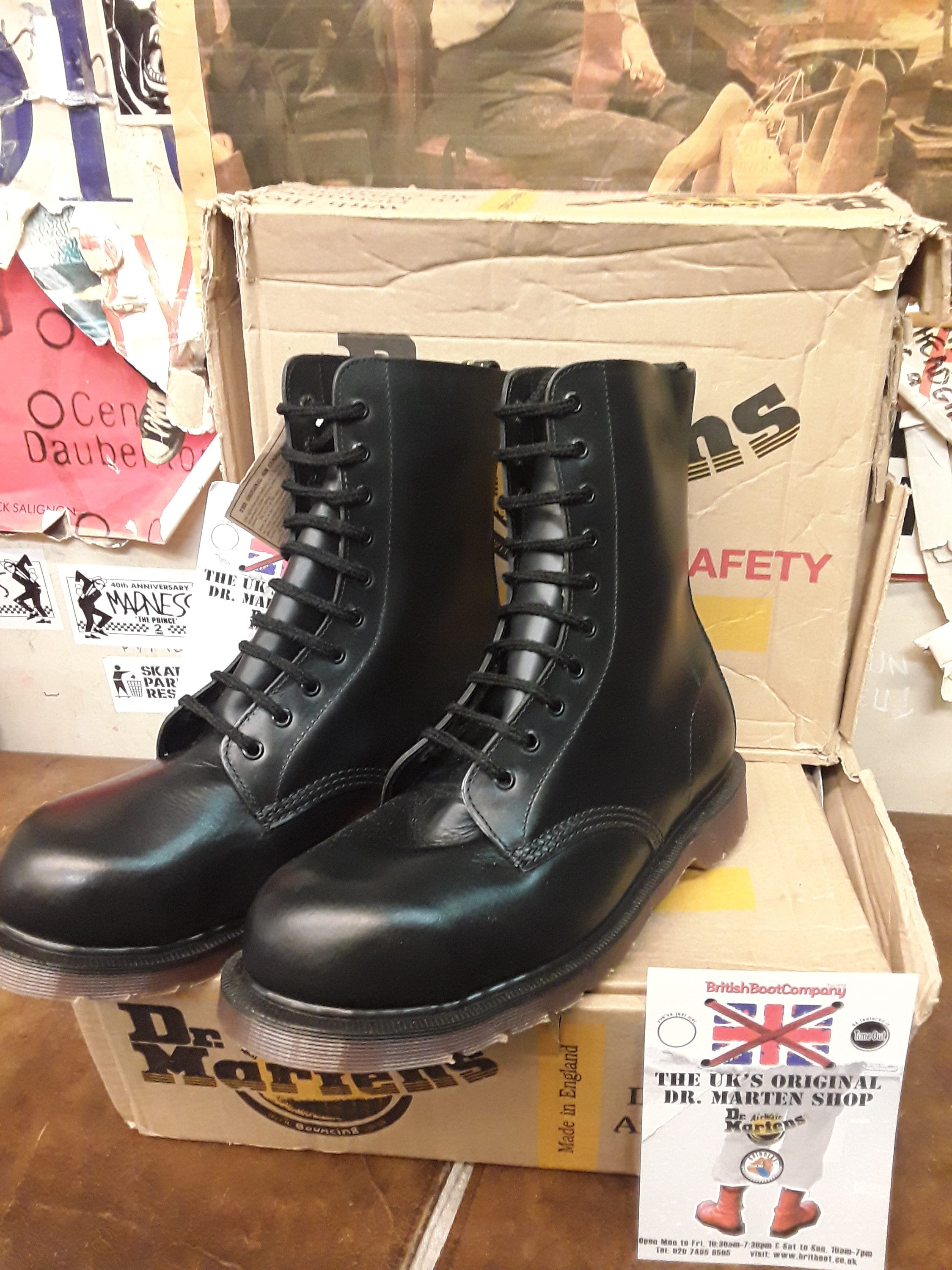 Dr Martens Vintage 1919, Made in England, Mens Black Boots, 10 Hole in