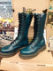 Dr Martens Boots, Size UK3, Teal Vintage Double Zip, High Boots, Leather Boots 14 Hole / 9733