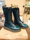 Dr Martens Boots, Size UK3, Teal Vintage Double Zip, High Boots, Leather Boots 14 Hole / 9733