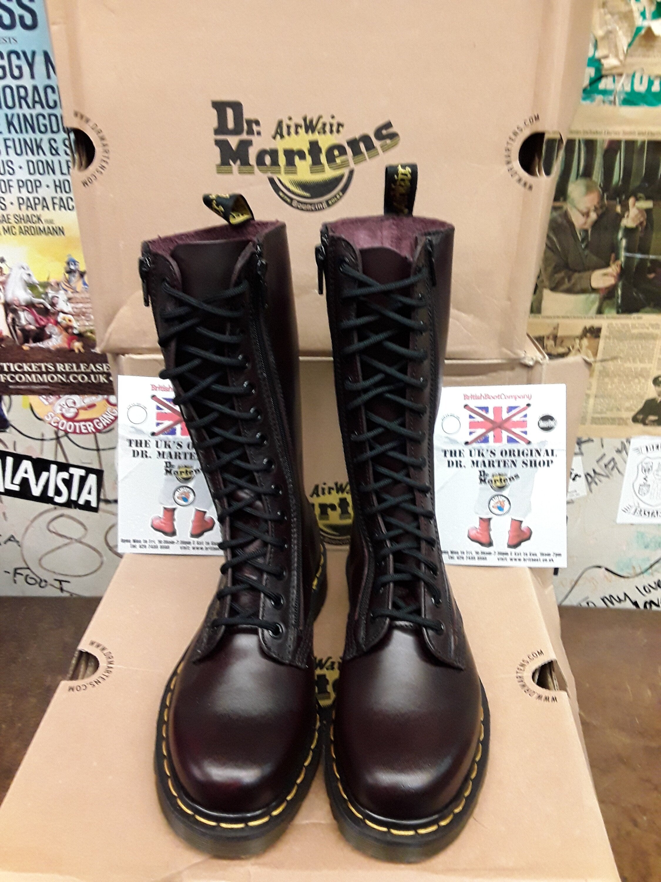 Dr Martens 9733 Red Vintage 14 Hole Double Zip Boots