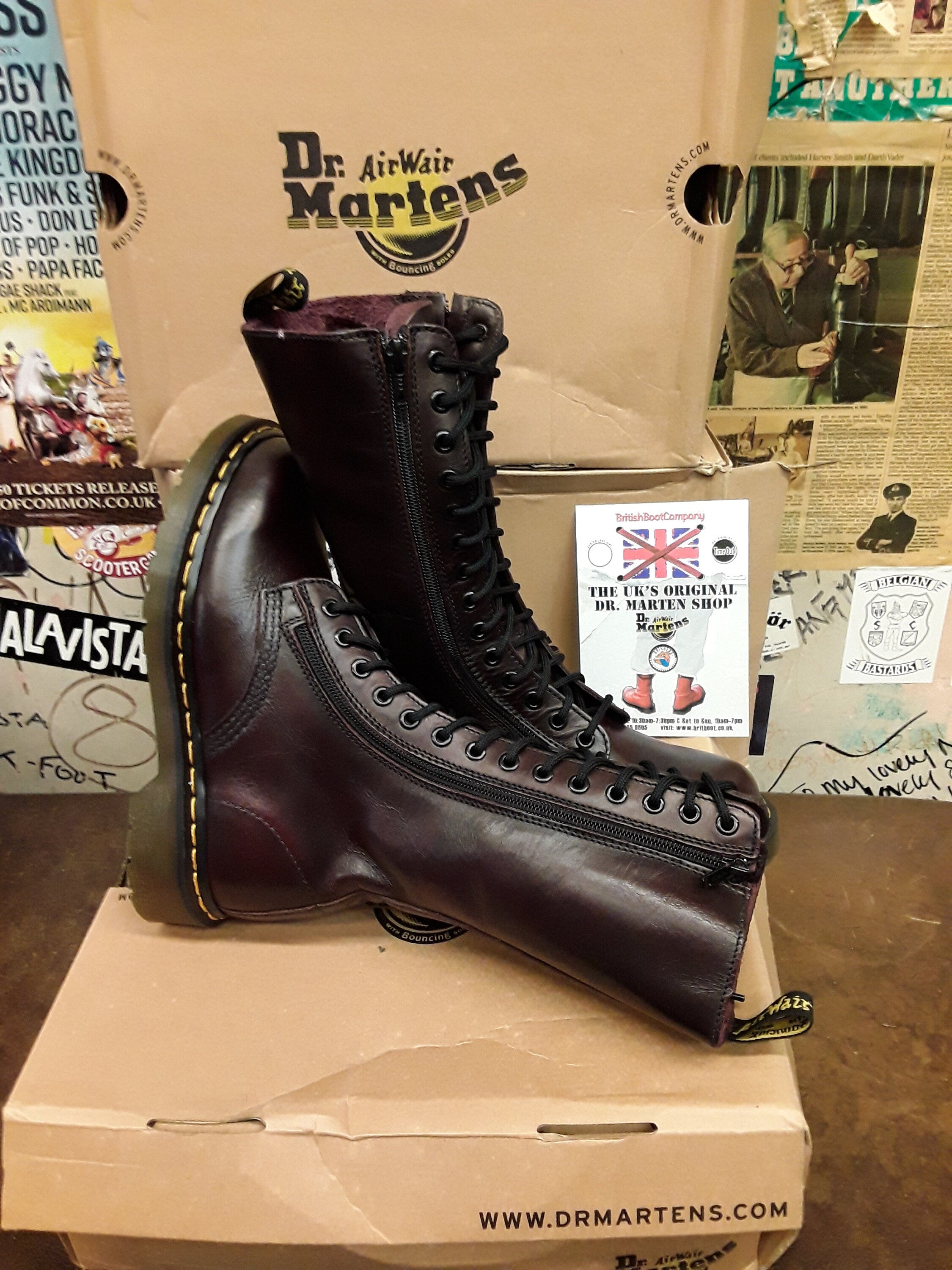 Dr Martens 9733 Red Vintage 14 Hole Double Zip Boots