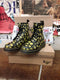 Dr Martena 1460, Limited Edition, Patterned Boots, Black and Yellow Gothic Rose, Womens Ankle Boots / Various Sizes