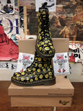 Dr Martena 1460, Limited Edition, Patterned Boots, Black and Yellow Gothic Rose, Womens Ankle Boots / Various Sizes