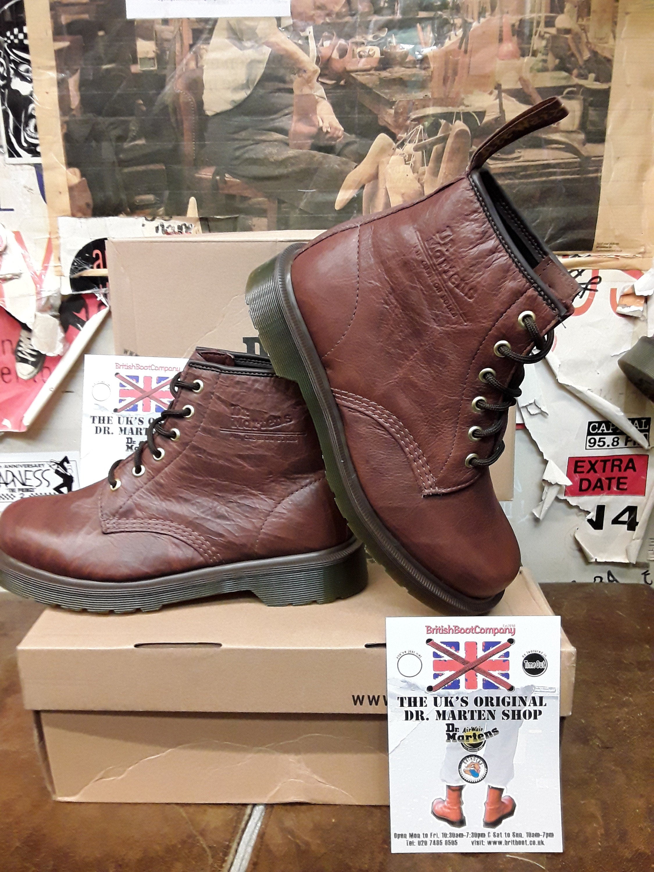 Dr. Martens 11821 8-hole boots, size 6 Women's 25.0cm genuine leather black type Vintage Second Hand