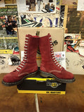 Dr Martens 1a68 FireRed Waxy Suede 14 Hole Size 4