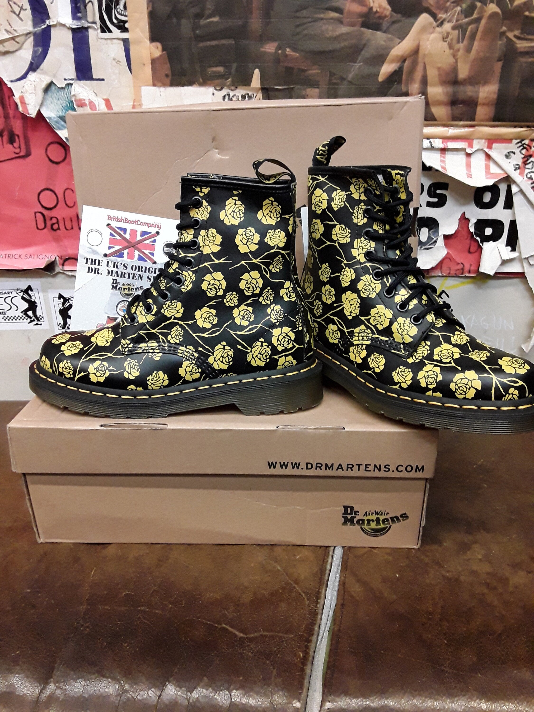 Dr Martena 1460 Limited Edition Patterned Boots Black and Yellow