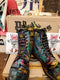 Dr Martens 1460 Rainbow, Size UK4, Vintage 90's, Tie Dye Made in England Velvet