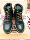 Dr Martens Green waxy 6 hole padded top,  vintage, Size 3 Made in England