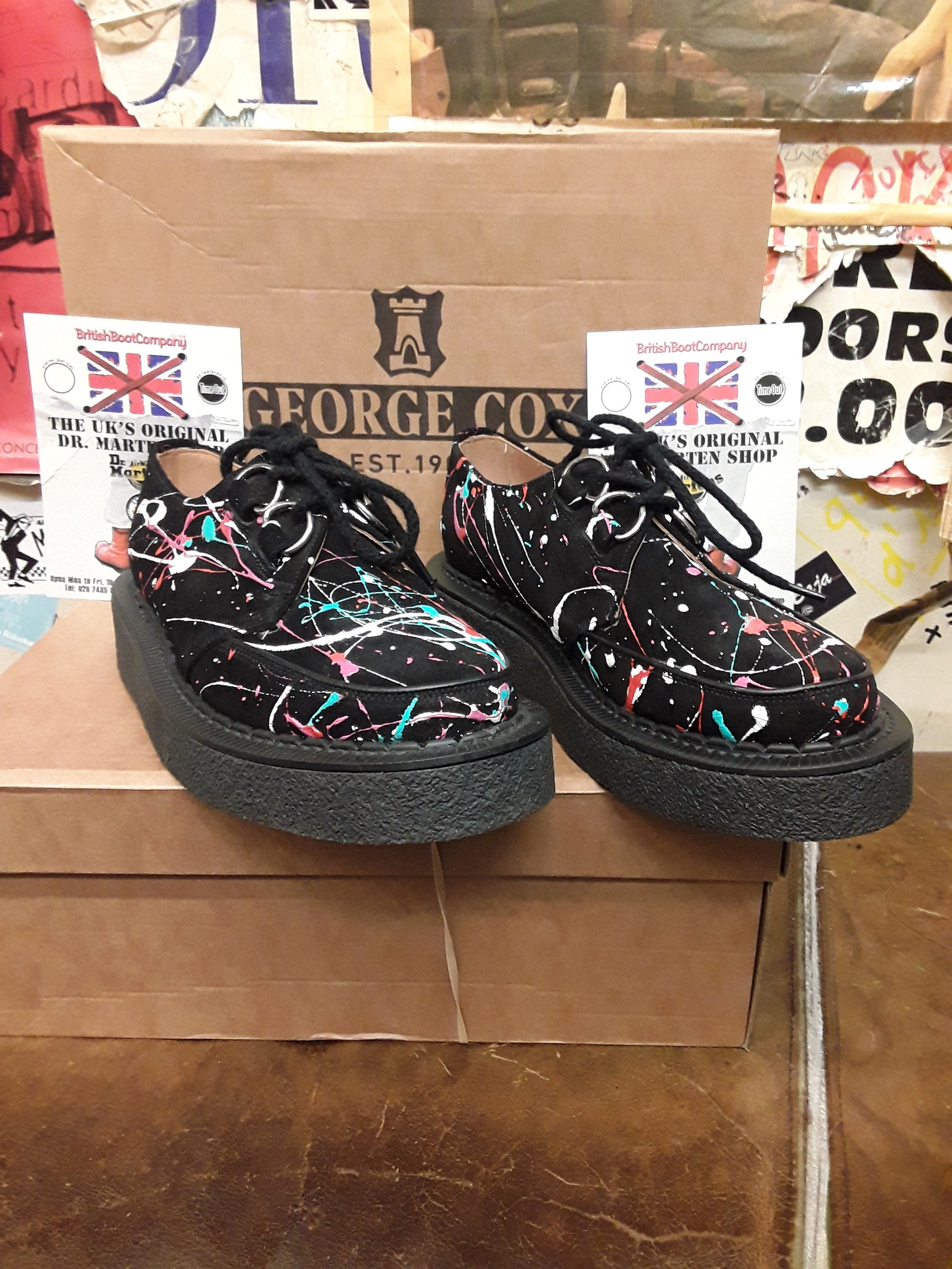 George Cox George Cox 8961 Black Paint Splatter Creeper Made in England