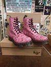 Dr Martens 1460, Pink Nappa Leather, Acid Pink Flowers, Leather Ankle Boots / Various Sizes