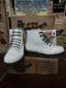 Dr Martens Vintage 90's, Size UK4, Made in England, Womens White Ankle Boots, 6 Hole Boots, 8175