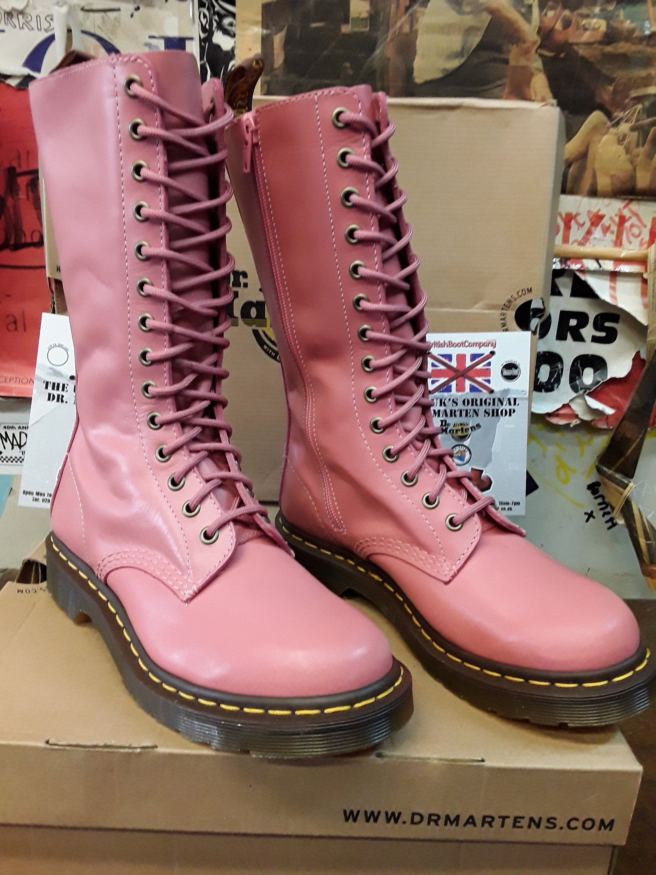 Dr Martens 1b99 Pink Buttero 14 Hole Zip Boots Various Sizes