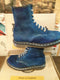 Dr Martens 9350 Blue vintage, Waxy Suede 8 Hole, Made in England Size 4