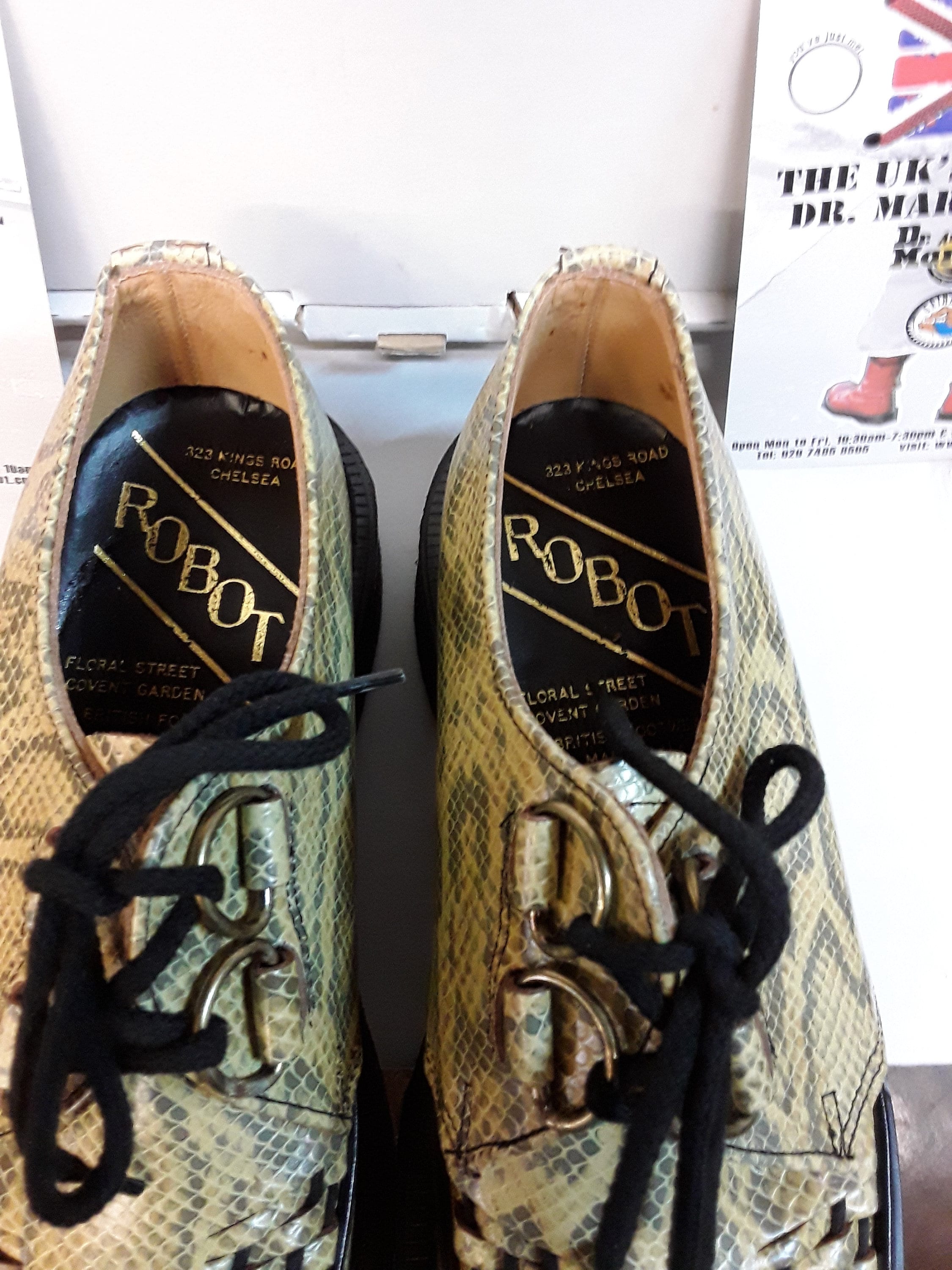 Robot Cox Creeper, Size UK55.5; Made in England, Natural Snake, Vintage 80's