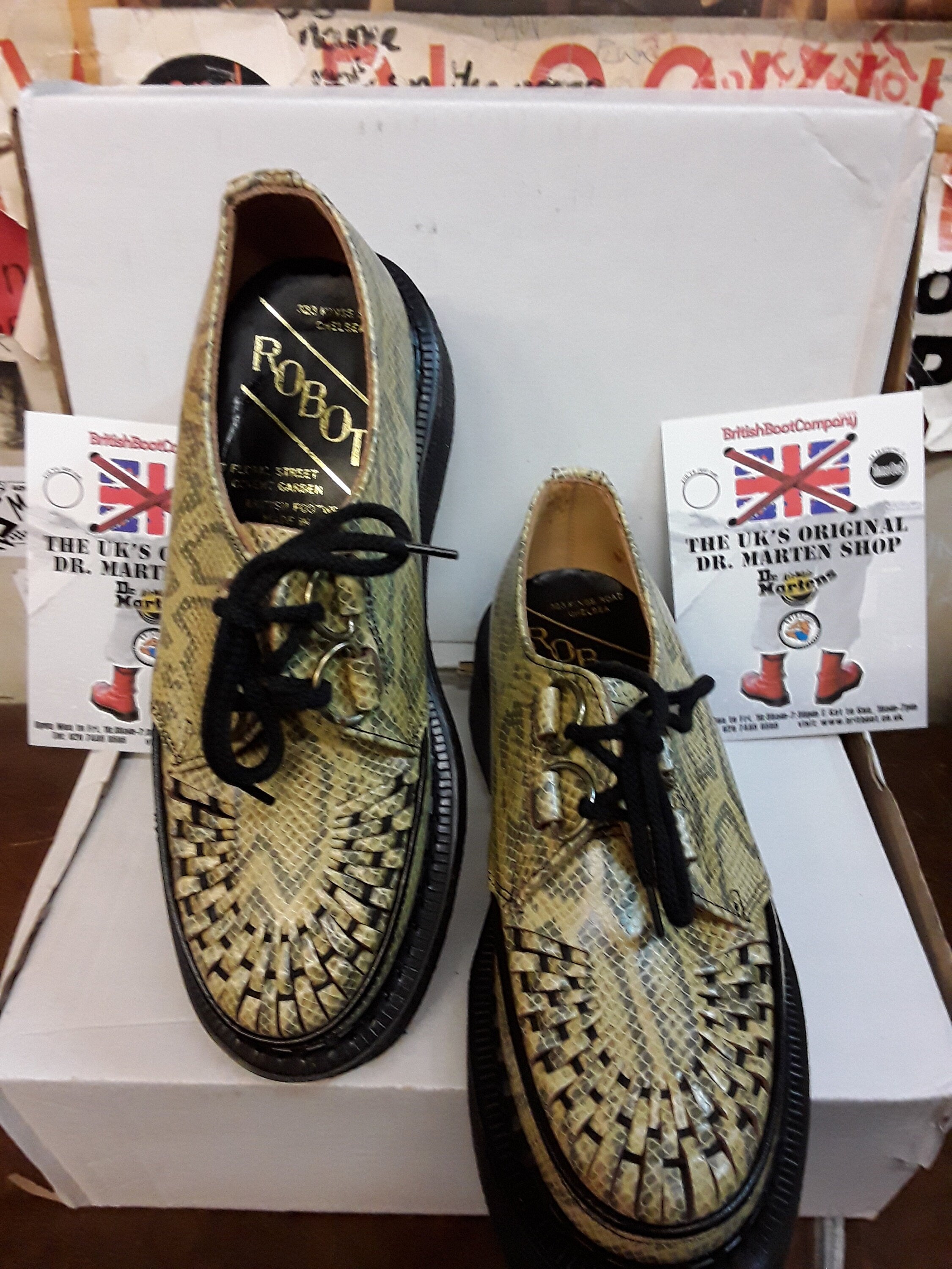 Robot Cox Creeper, Size UK55.5; Made in England, Natural Snake, Vintage 80's