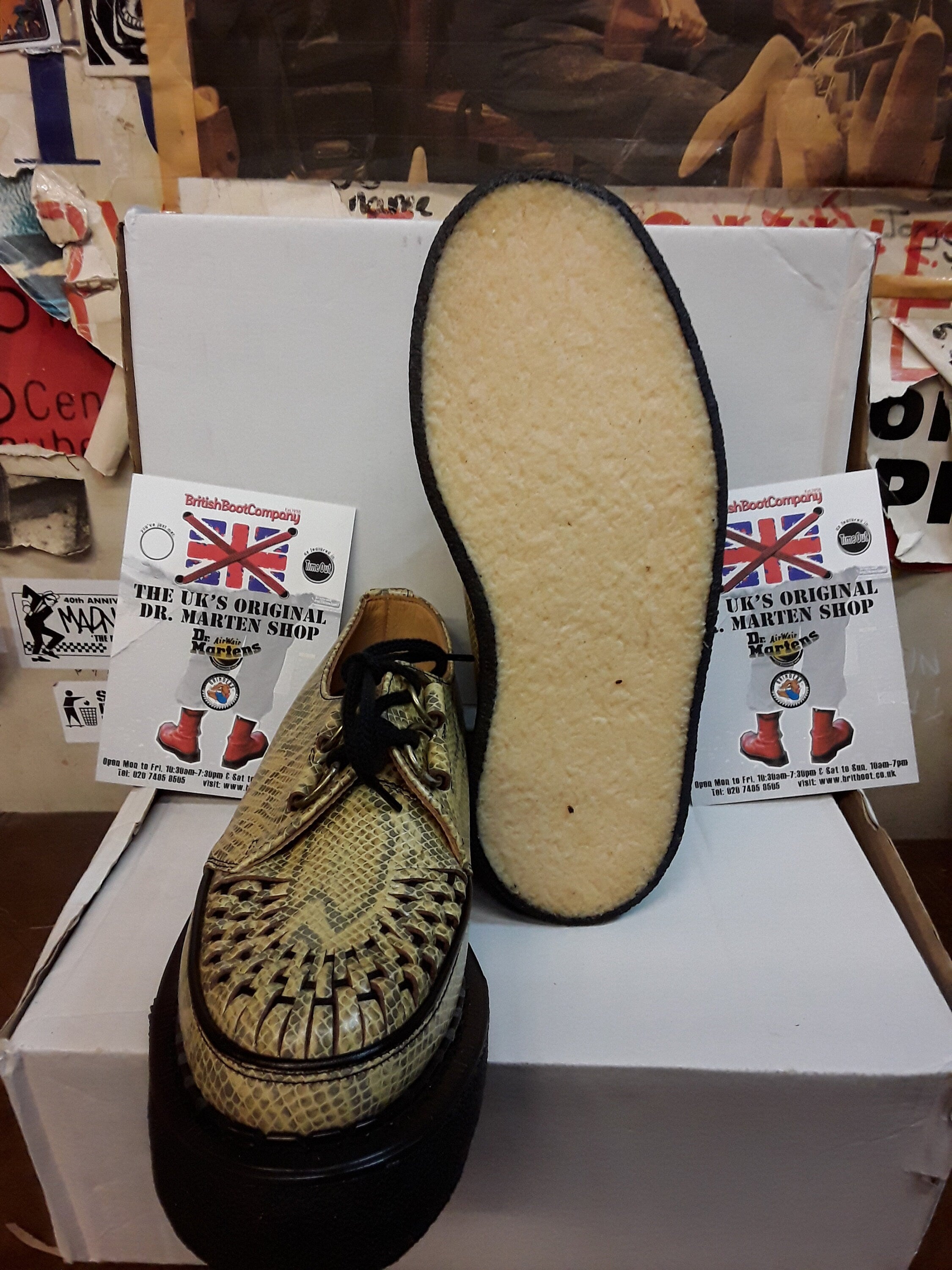 Robot Cox Creeper, Size UK55.5; Made in England, Natural Snake, Vintage 80's