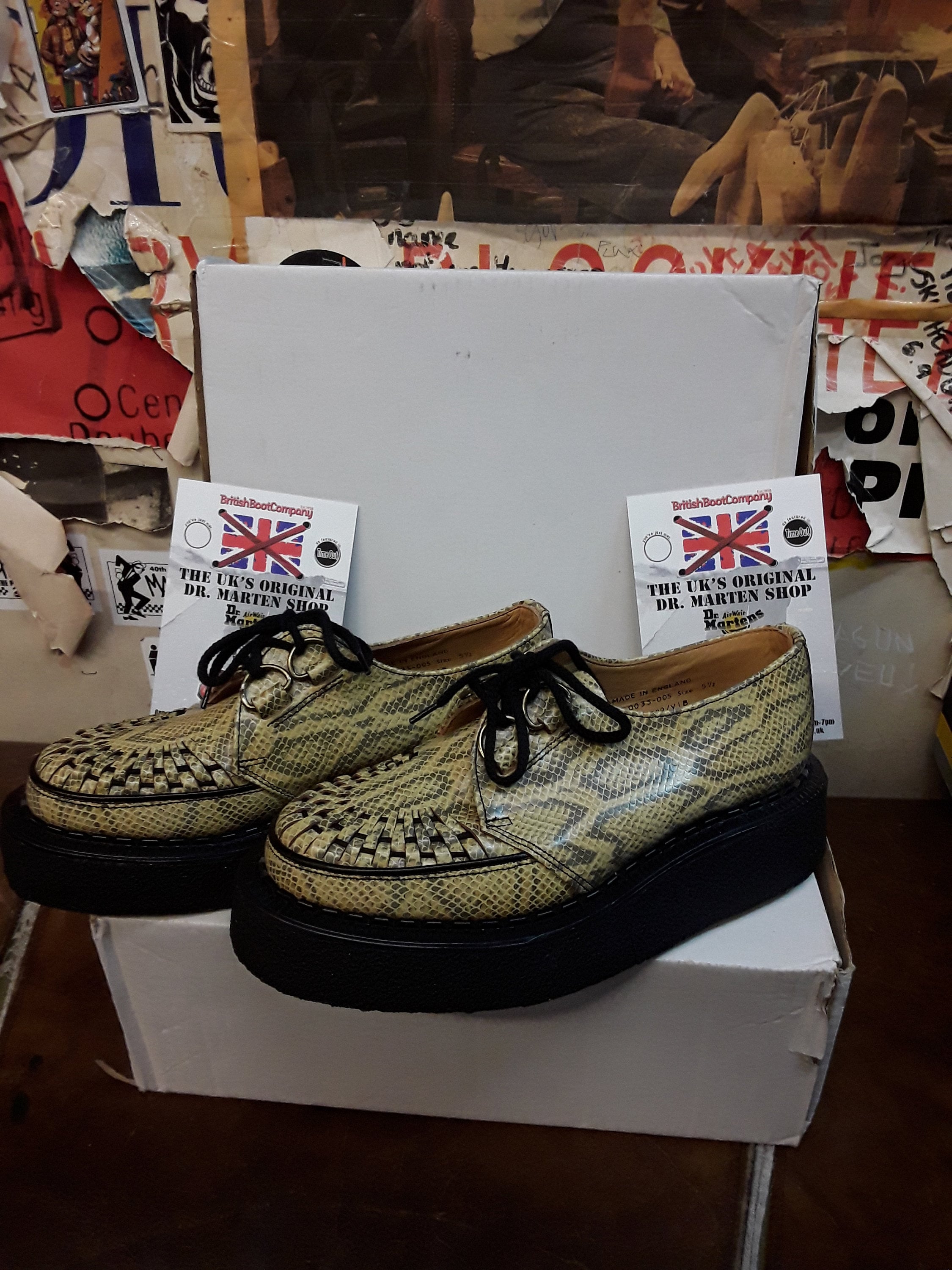 Robot Cox Creeper, Size UK55.5; Made in England, Natural Snake, Vintage 80's