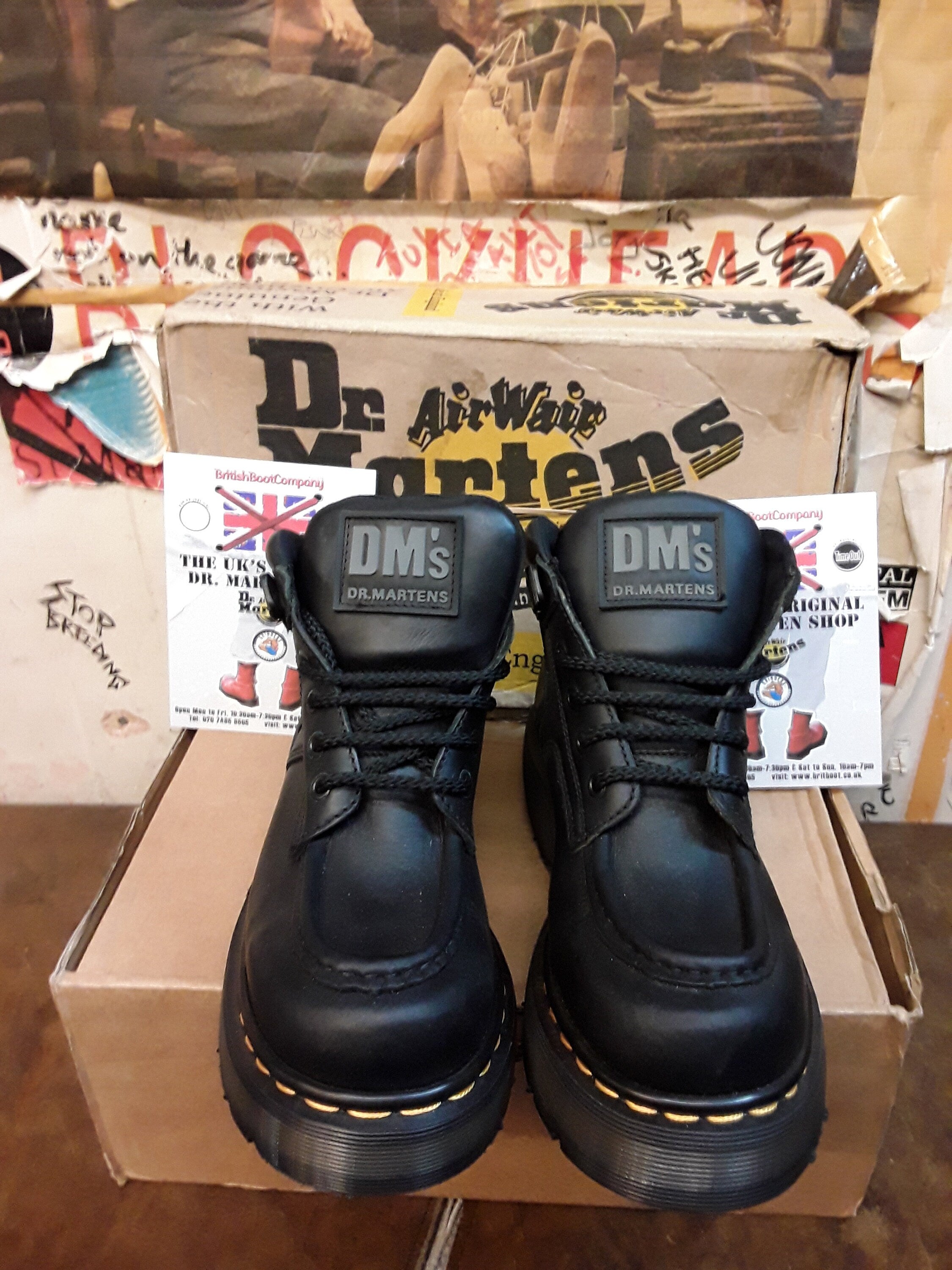 Dr Martens Black Waxy, Size UK5, Vintage 90's, Made in England