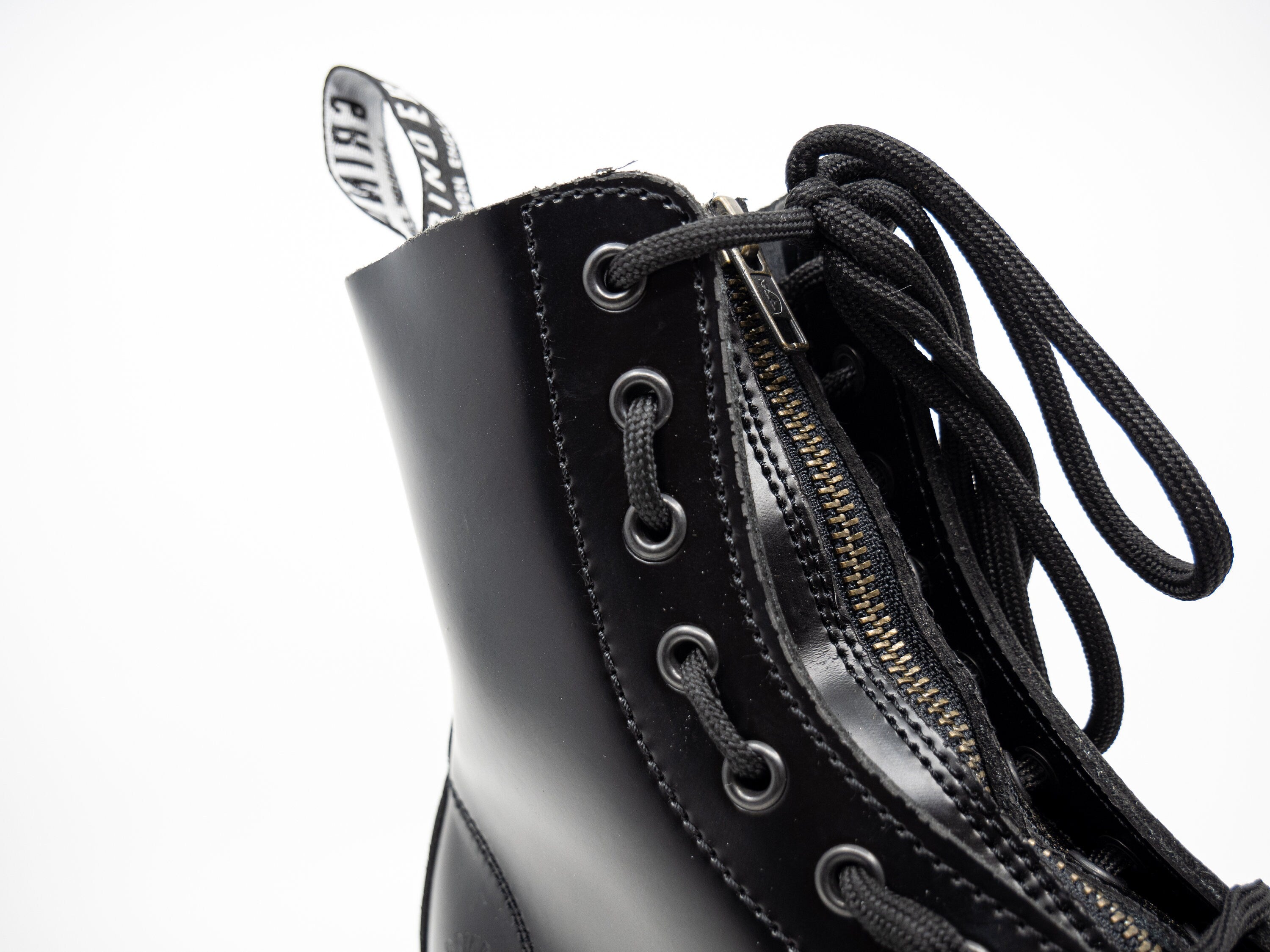 Grinders Black Boots, Platform Sole, Zip and Lace, Goodyear Welted