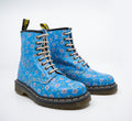 Dr Martens Floral Boots, Soft Leather, Blue Creek, 6 Hole Ankle Boots / 8175