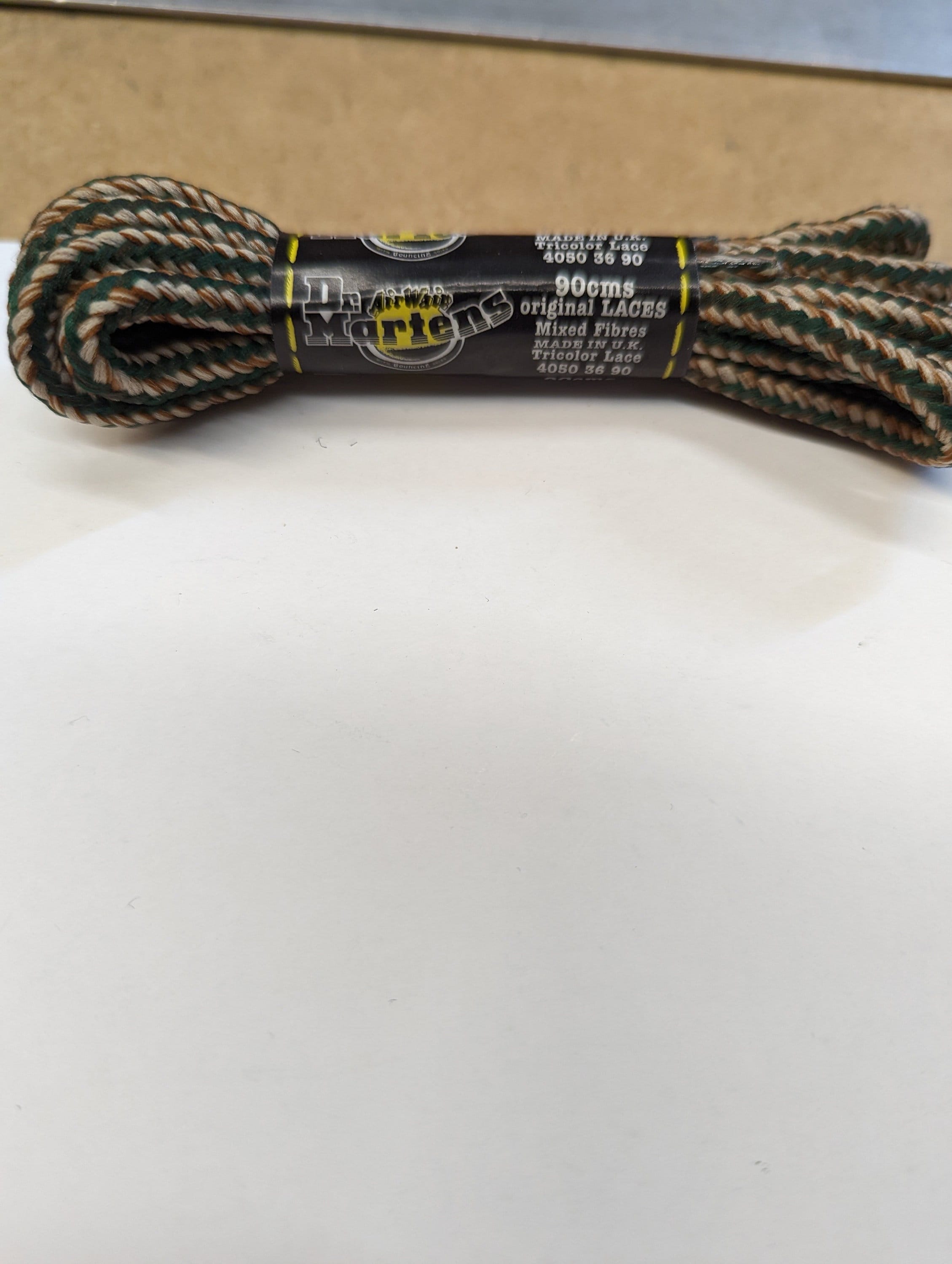3 Pairs Dr. Martens OG Shoe Laces – 90cm Green/Brown/Cream Stripe – UK Made