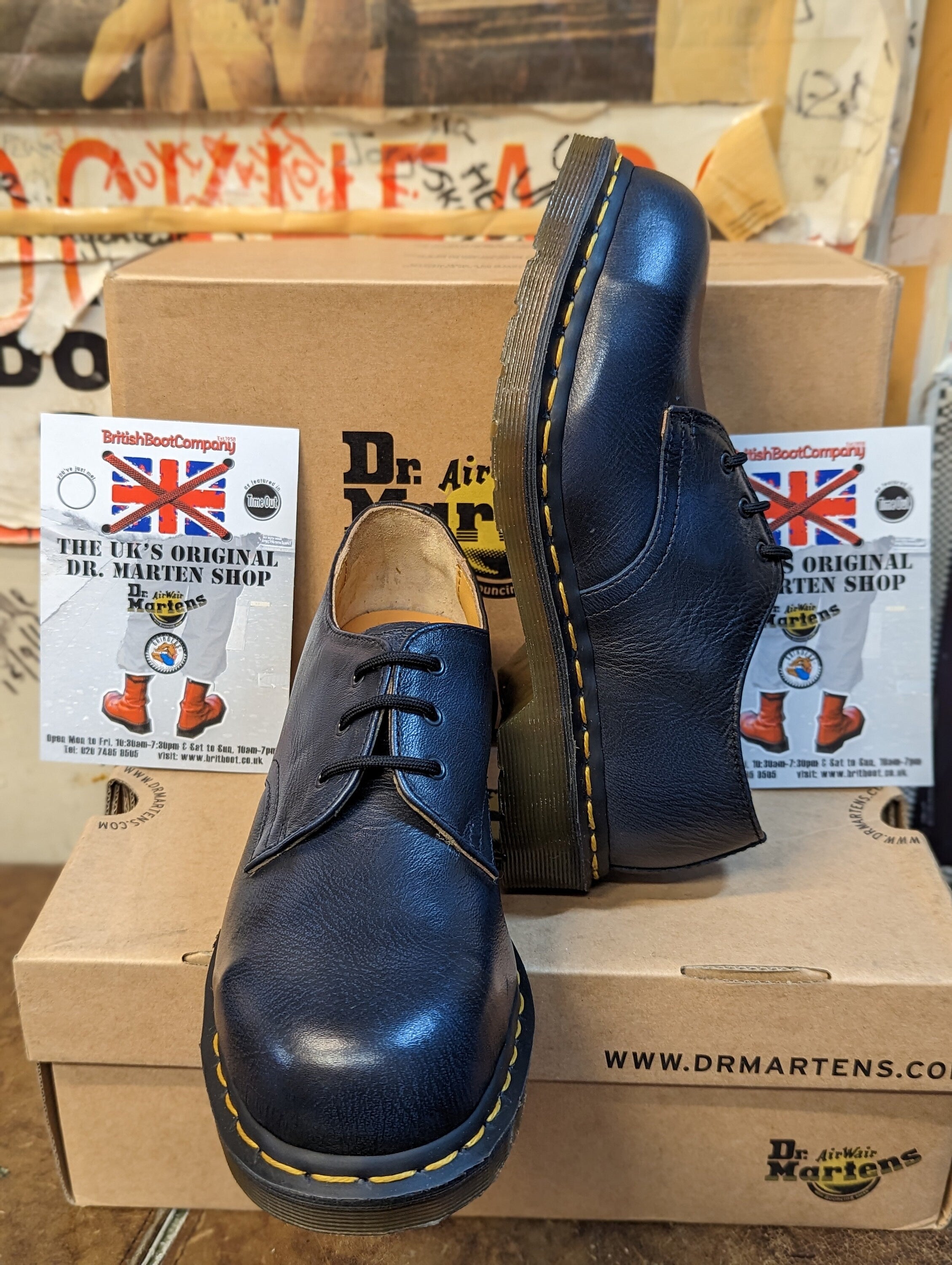 Dr Martens 1925 Indigo Leather Steel Toes 3 Hole, Rare Shoes, Size