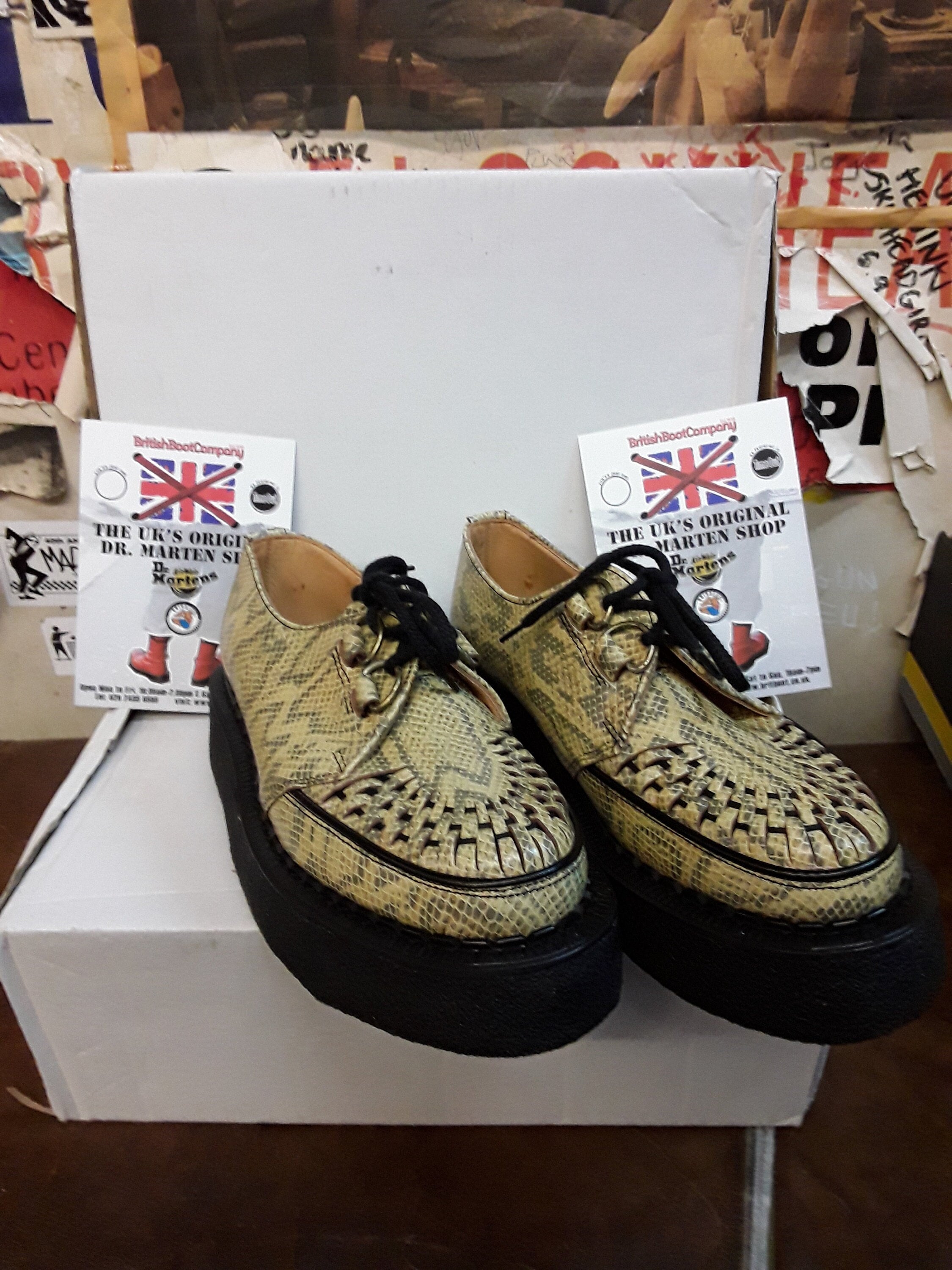 Robot Cox Creeper, Size UK55.5; Made in England, Natural Snake, Vintage 80's