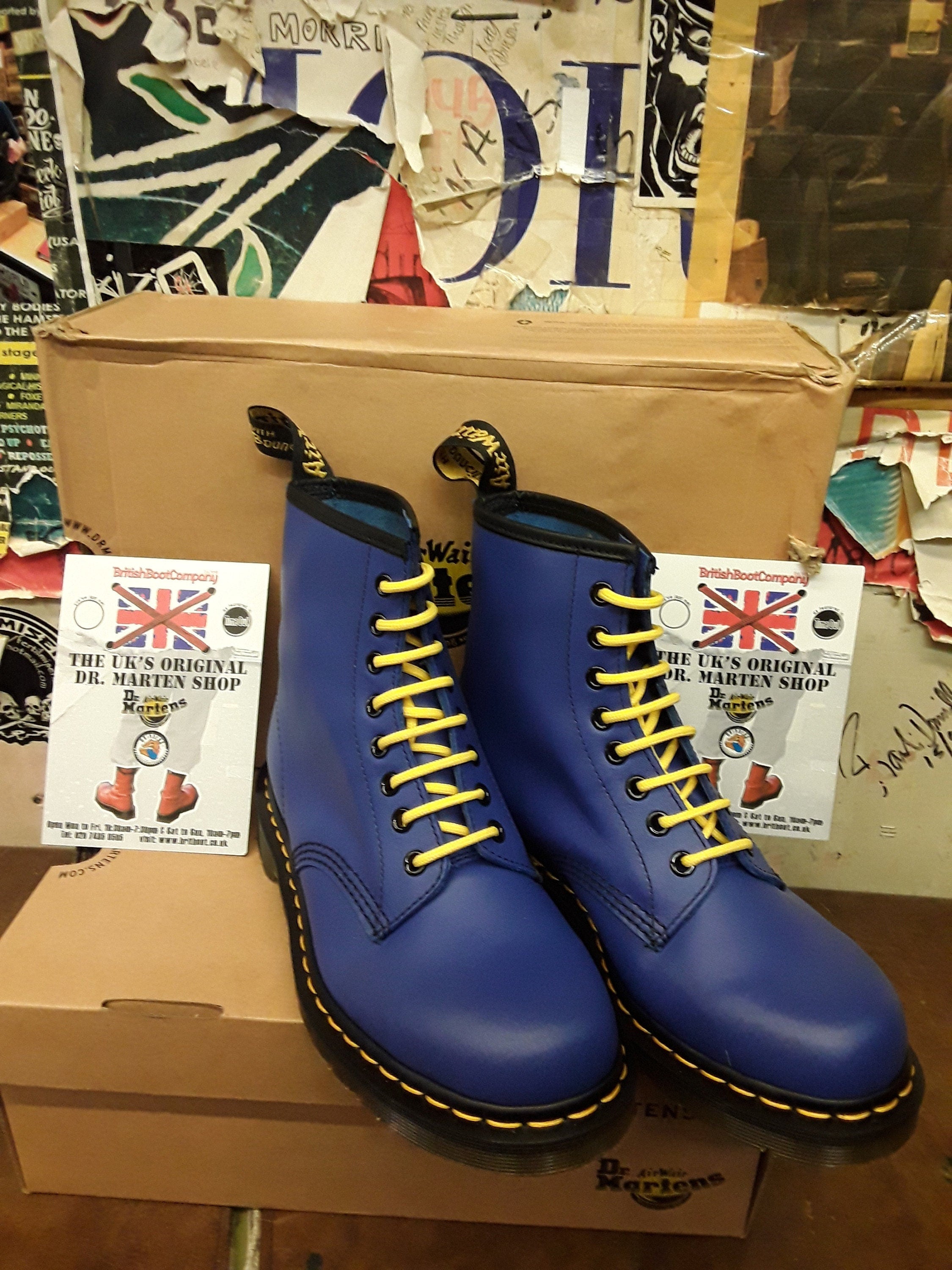 Dr Martens 1460 Wild Blue Softy, Hole Ankle Boots, Womens
