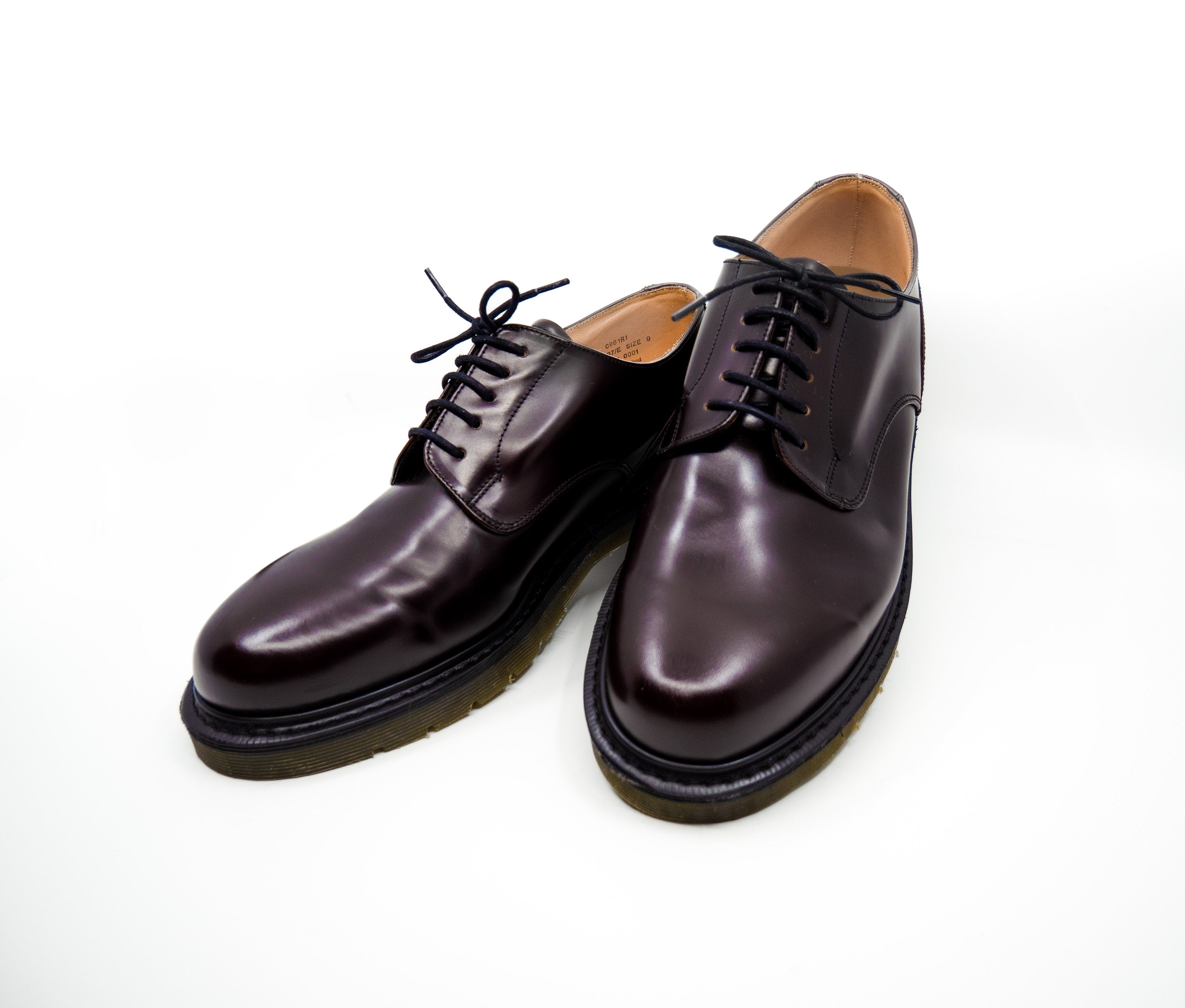Loake Burgundy Shoes, Made in England, Classic Leather Gibson 5 Eyelet