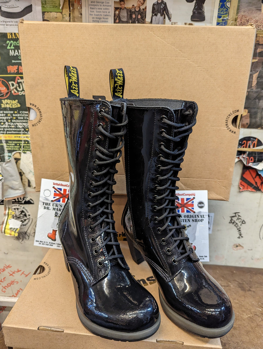 Dr Martens Dee 14 Hole Black Patent Sizes 7 and 8