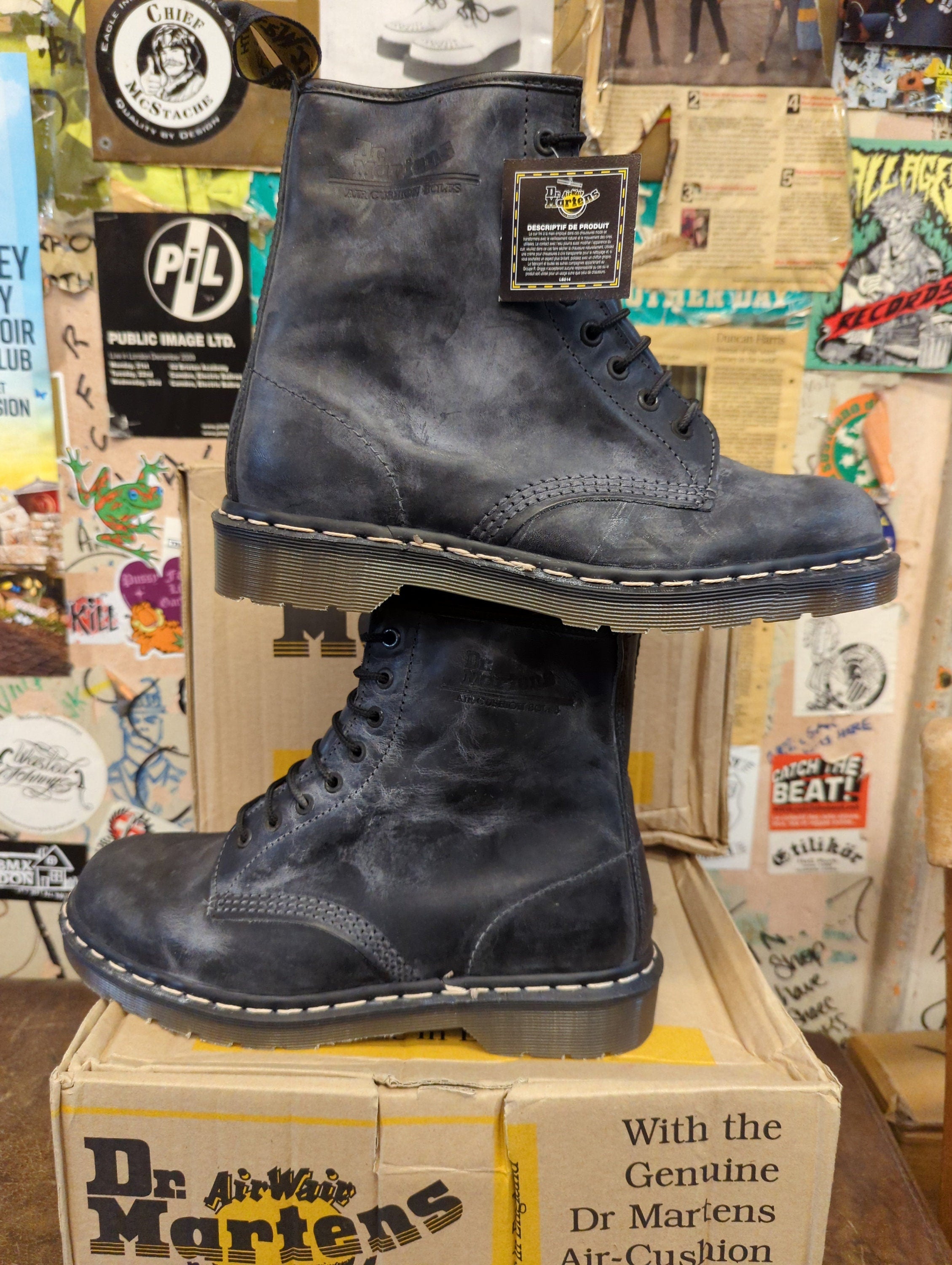 Bottes Dr. Martens Vintage Années 90 - Modèle 1420, 20 Yeux, Taille UK10/US11, Noir Cuir